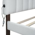 thumbnail image 4 of Fulvari Queen Size Platform Bed Frame with Headboard & Drawer, Upholstered Platform Bed with LED Light & USB Ports for Bedroom, No Box Spring Needed, White, 4 of 8