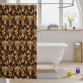 thumbnail image 3 of Manfei Flowers Highland Cattle Shower Curtain 72Wx72L,Retro Floral Animal Bathroom Curtain,Black Brown, 3 of 6