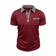 thumbnail image 4 of Afuyipoi Men Polo Shirt with Button Pockets Casual Half-buttoned Plaid Lapel Shirts,Wine L, 4 of 8