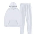 thumbnail image 5 of Womens 2 Piece Outfits Lounge Hoodie Oversized Sweatshirt Jogger Sweatpants Y2K Tracksuit Sweatsuit Set Fall Clothes White L, 5 of 6