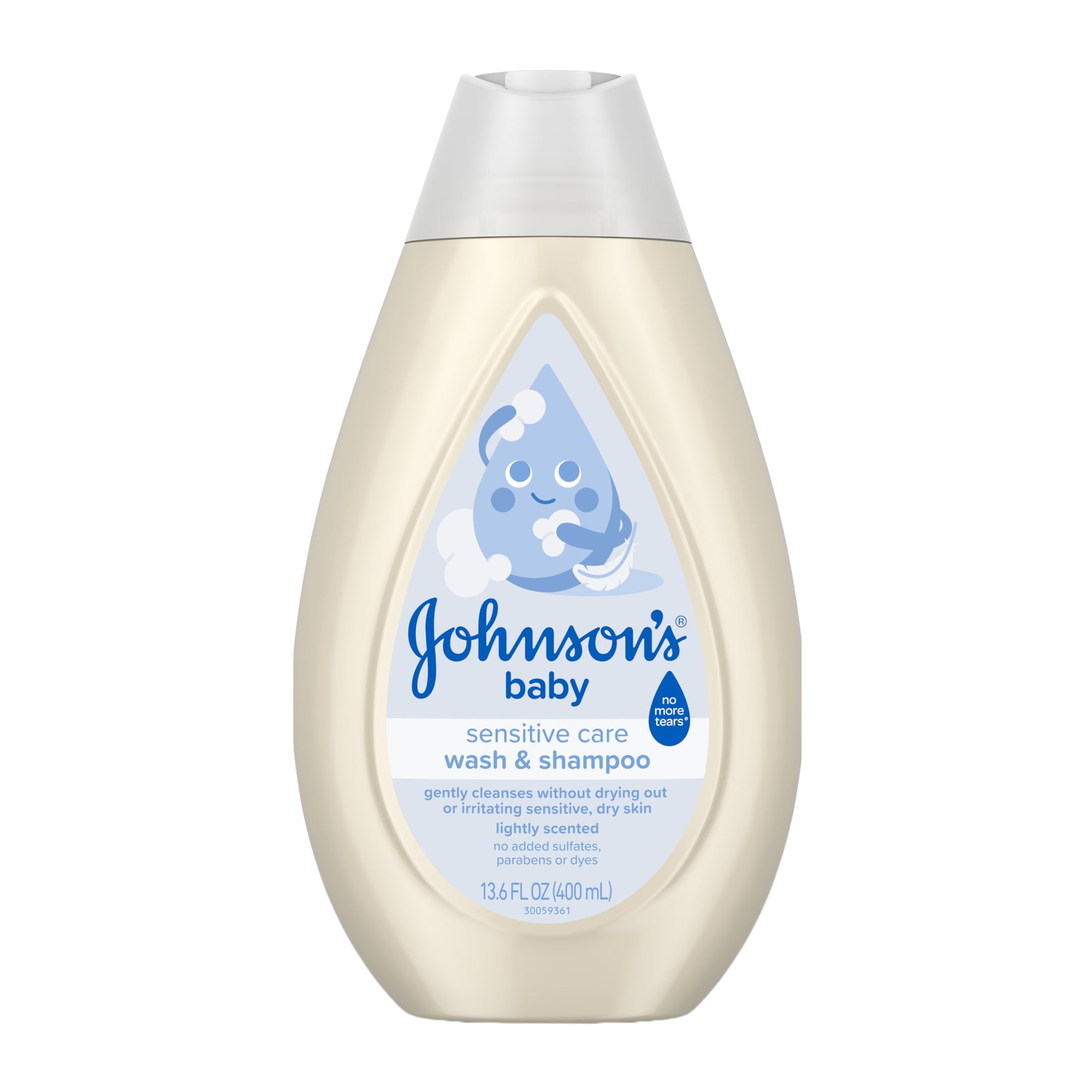 Johnson's Sensitive Care Baby Wash & Shampoo, Light Scent, 13.6 fl. oz