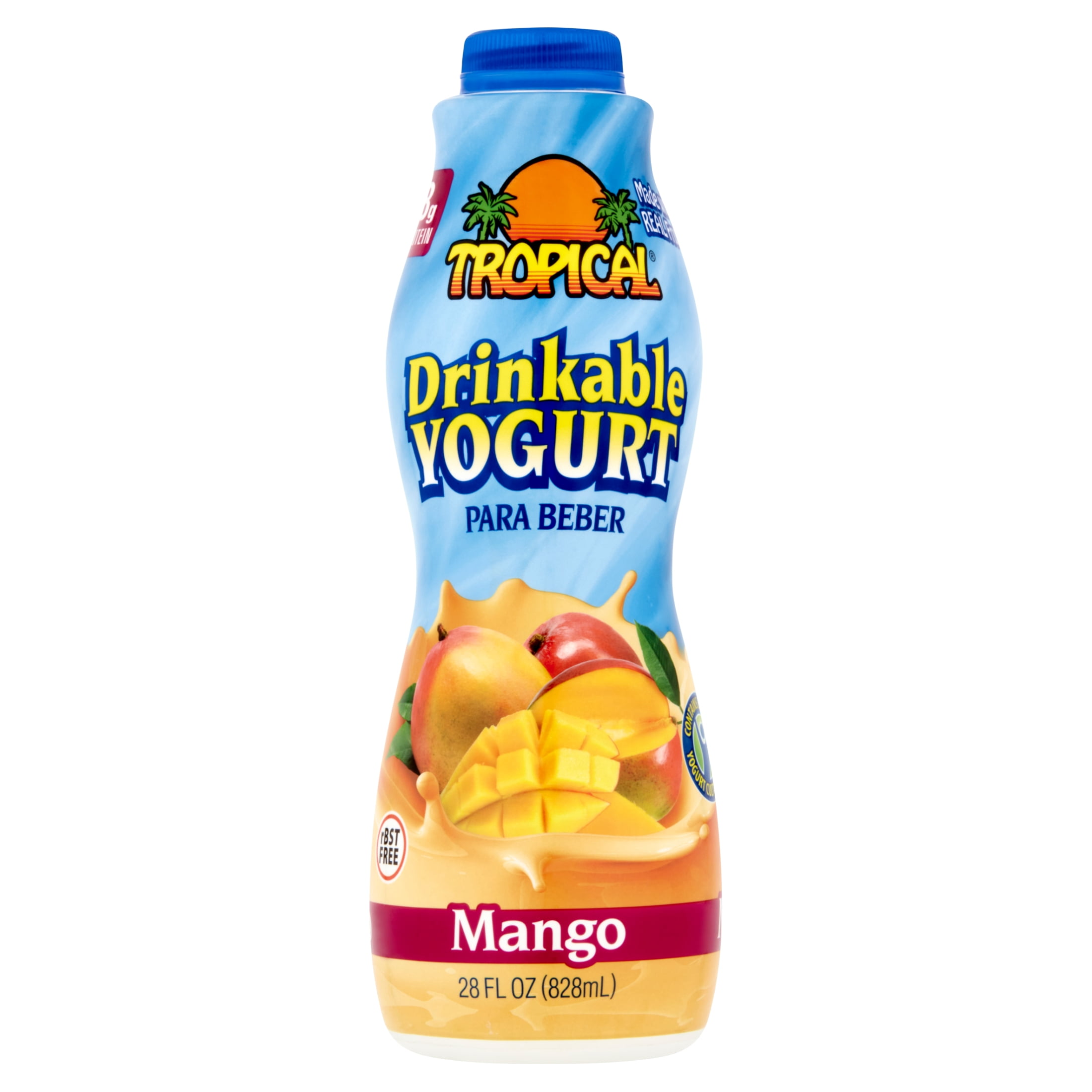 Tropical Low-Fat Mango Drinkable Yogurt, 28 fl oz Resealable Plastic Bottle, 8g Protein Per Serving