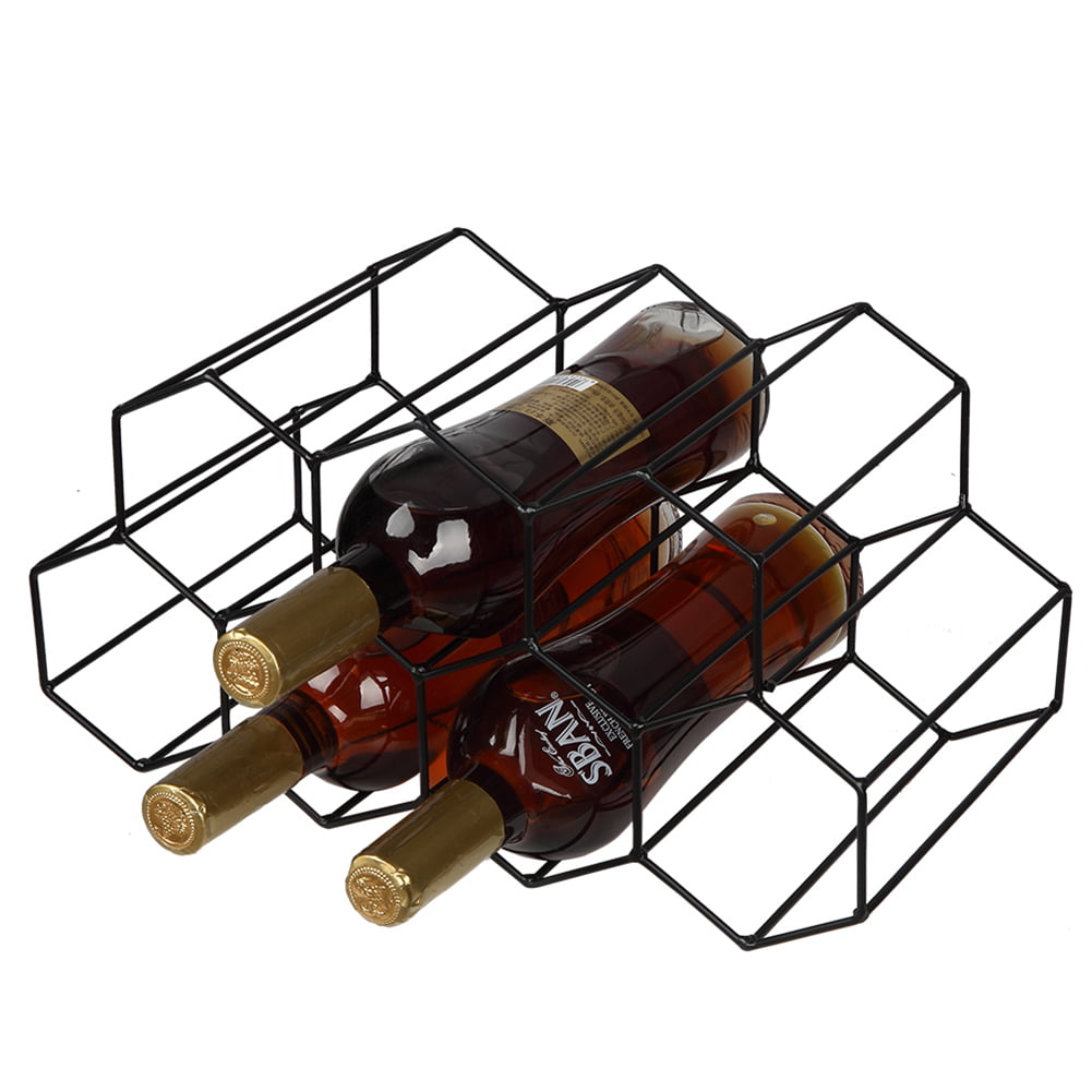 VRHE Black 9 Bottle Metal Wine Rack for Tabletop or Countertop-33870666