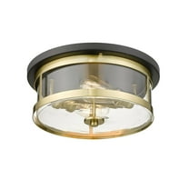 Bethel International Flush Mount Black & Gold Metal & Glass