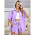 thumbnail image 4 of Women 2 Piece Outfit Summer Short Sleeve Top and Shorts Sweatsuit Set  L, 4 of 7