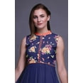 thumbnail image 5 of Bimba Navy Blue2 Floral Printed Women Designer Mandarin Collar Anarkali Dress Indian Ethnic Kurta XXX-Large, 5 of 6