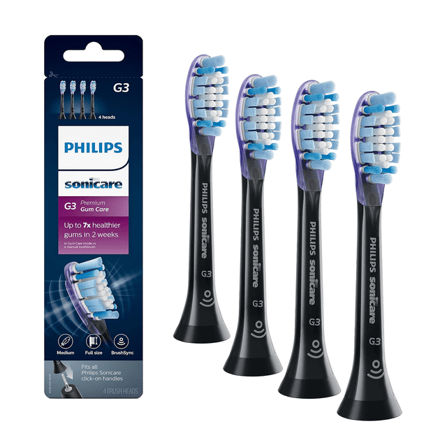 G3 Premium Plaque Control Toothbrush Replacement Heads Compatible with Phlilps Sonicare ProtectiveClean Electric Toothbrush Black