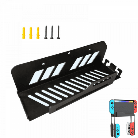 Wall-Mounted Storage Bracket for Nintendo Switch & Switch OLED, Portable Vertical Stand, Game Console Space-Saving Base-Black