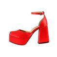 thumbnail image 4 of Zapatilla Plataforma Tacon Ancho Kuali Shoes M-801 SHANTUNG ROJO 23 al 26 cm, 4 of 5