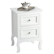 UBesGoo Nightstand End Table with 2 Drawer,White Finish