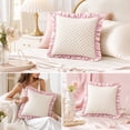 thumbnail image 5 of Kojanyu Ruffle Throw Pillow Covers, Vintage Floral Decorative Cushion Cases, Cottage Style Pillow for Sofa Bed Decor and Living Room Accent., 5 of 8