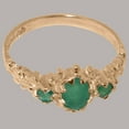 thumbnail image 6 of LBG British Made Classic Solid 10k Rose Gold Natural Emerald Womens Anniversary Ring - 33 size options - Size 5.25, 6 of 9