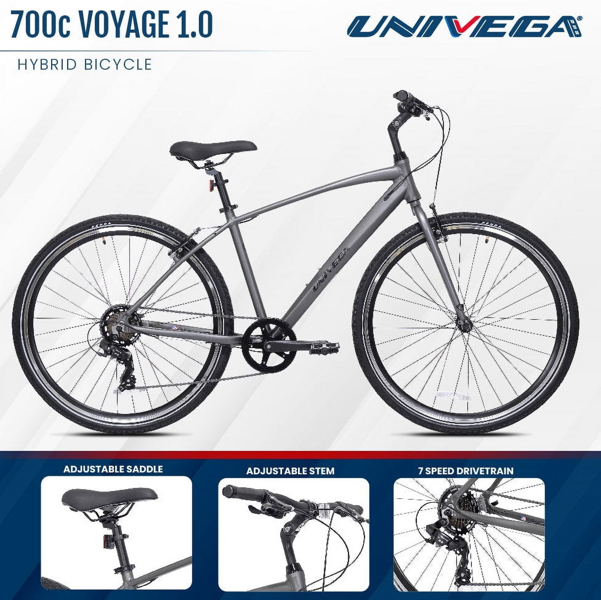 Univega - 700C USA Voyage 1.0 Adult Bicycle, Small Frame, Charcoal