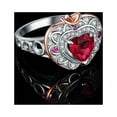 thumbnail image 5 of Jewelrypalace Apple Heart Created Ruby Hollow Rings for Women, 14K Rose Gold Plated 925 Sterling Silver Ring for Her, Gemstone Jewelry Sets Promise Rings 7, 5 of 6
