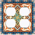 thumbnail image 3 of Metal Light Switch Plate Cover Blue Orange Mandala Star Tile Pattern TIL040, 3 of 13