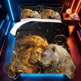 thumbnail image 2 of Manfei Woodland Animals Twin Quilt Set, Romantic Couple Lion Twin Coverlet Set, Black Brown, Black Reversible, 2 Pieces, 1 Bedspread and 1 Pillowcase, 2 of 7