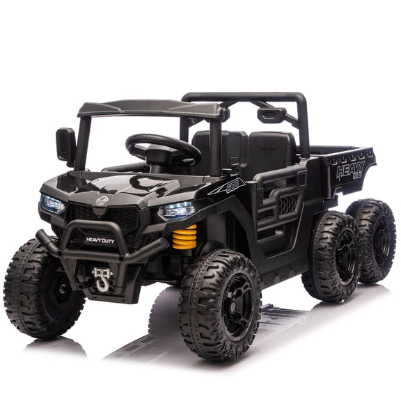 taoruifang 24V Electric Kids Ride On Six-Wheel Dump Truck with Remote Control, Black, Ages 3-5