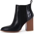 thumbnail image 2 of Dellytop Womens Pointed Toe Slip on Stacked Mid Block Heel Shoes Faux Leather Ankle Booties, 2 of 4