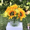 thumbnail image 3 of Enova Home Artificial Flowers Mixed Silk Sunflowers Fake Flowers Arrangement in Cylinder Glass Vase for Home Office Wedding Decoration, 3 of 5