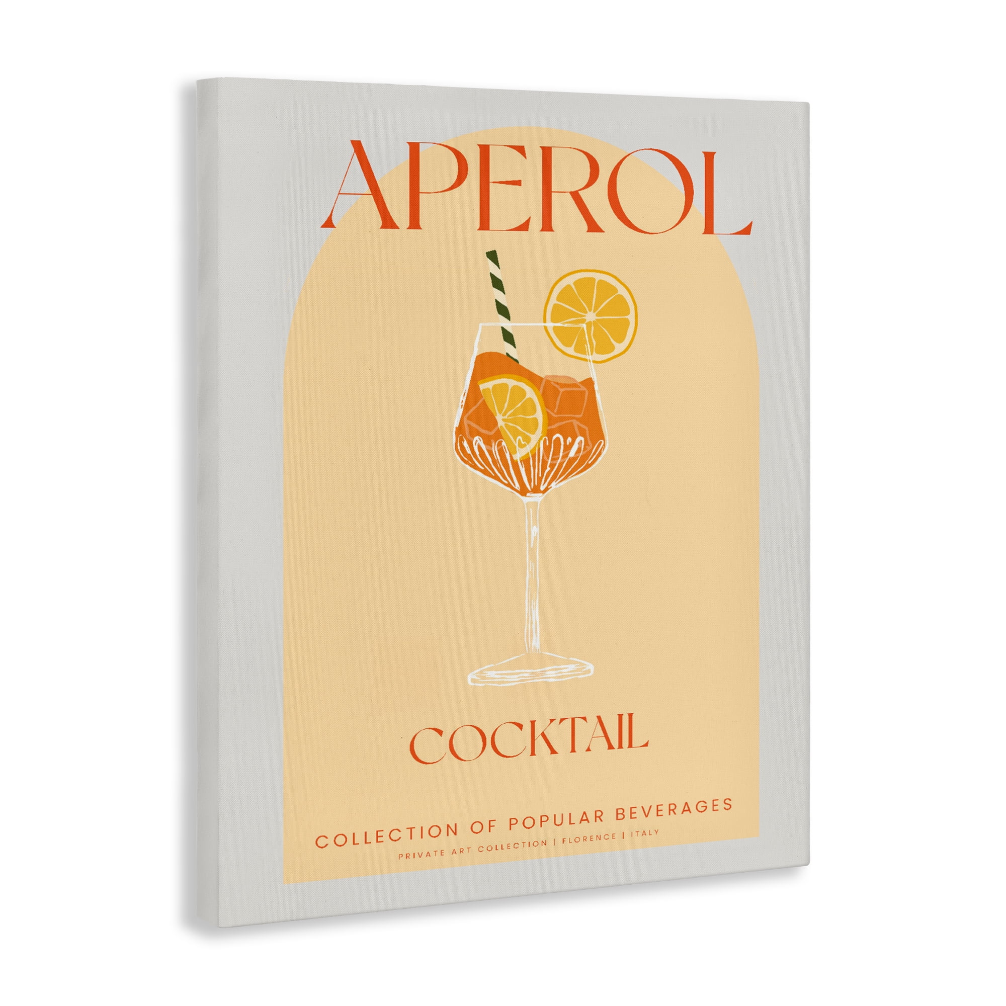 Stylish Retro Aperol Cocktail Canvas Wall Art, design by Lil' Rue