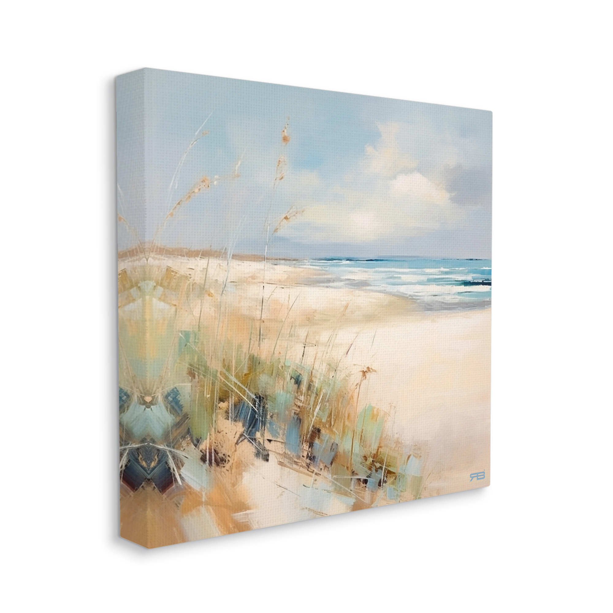 Stupell Industries Abstract Ocean Reeds Landscape Painting Gallery Wrapped Canvas Art Print Wall Art, 30 x 30