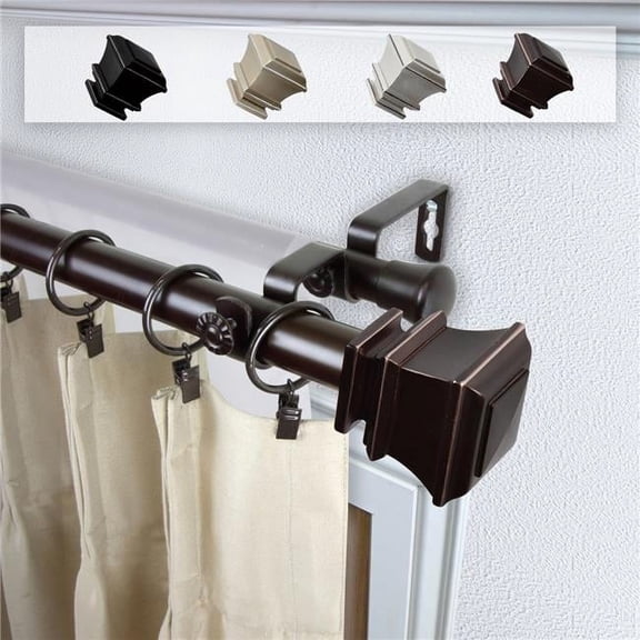 1 in. Dia. Michel Curtain Rod, Bronze - 120-170 in.