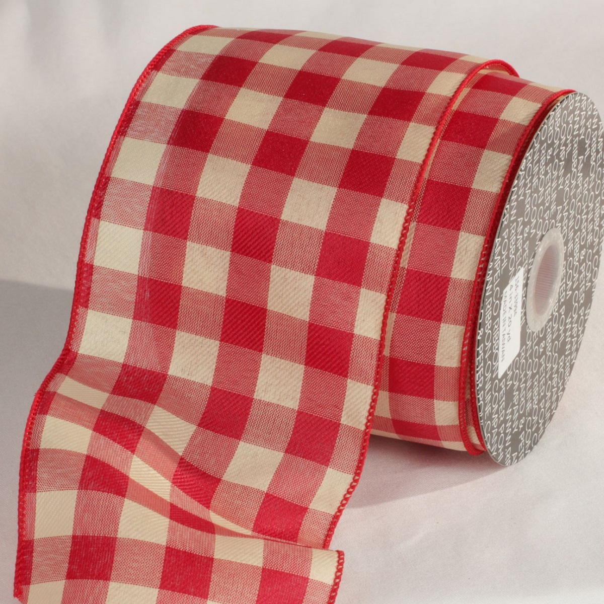 Red and White Wired Craft Ribbon 4" x 20 yards