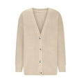 thumbnail image 5 of BiZtdJrK Fall Sweaters for Women V Neck Long Sleeve Button Down Knit Cardigan Solid Casual Open Front Sweater Cardigans Beige XS, 5 of 7