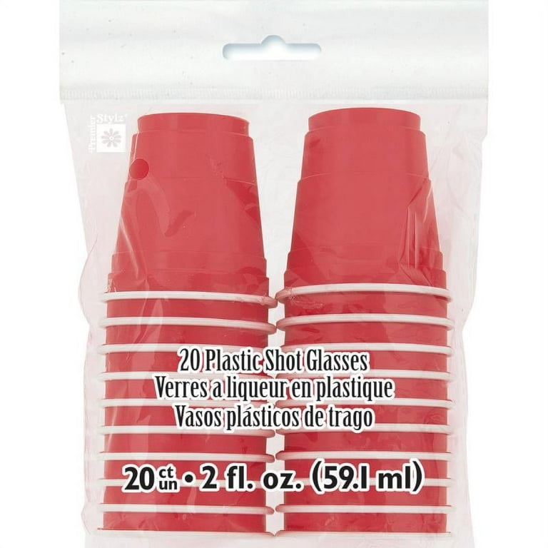 Lil' Reds Mini Plastic Shot Glasses - 20 cups