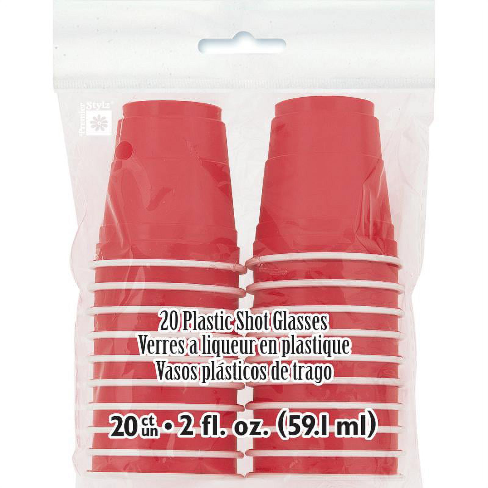 Mini Party Cup Shot Glasses, 2 Oz, Red, 20ct - image 2 of 4