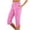 Pink, variant on KDFJPTH Women's Polka Dot Cropped Pants Elastic Drawstring Waist Retro Casual Capris with Slit Hem Black L