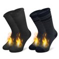 thumbnail image 3 of JSPA Ladies Mid Calf Winbter Thermal Cozy Slippers Fuzzy Socks,Black+Dark Gray Stripe1,2 Pack,Large, 3 of 6