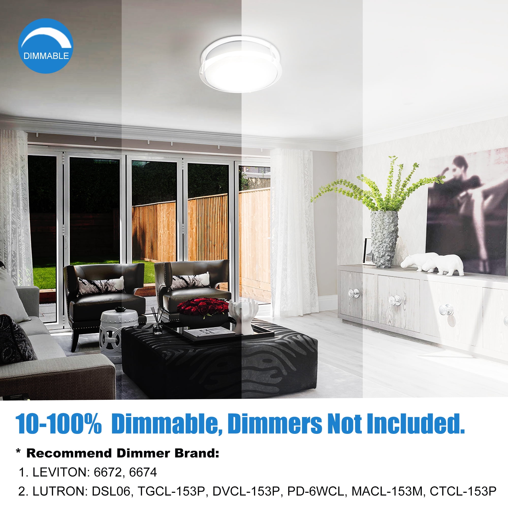 MingBright Flush Mount LED Ceiling Light Fixture, 12 inch 20W 1750 Lumens Ceiling Lamp, 3000K/4000K/5000K 3 Color Temperatures, cETL Certified for Kitchen, Hallway, Bedroom, Laundry
