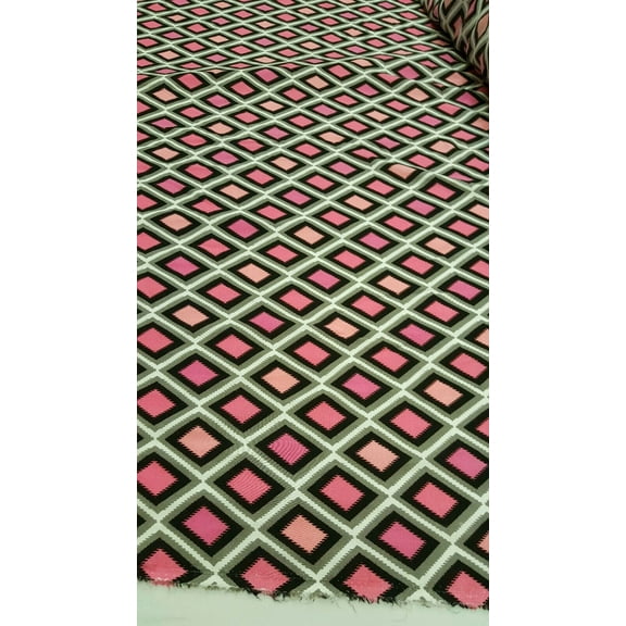 Rayon Challis Fabric By The Yard Diamond Pink Gray Black Soft Flowy Dress