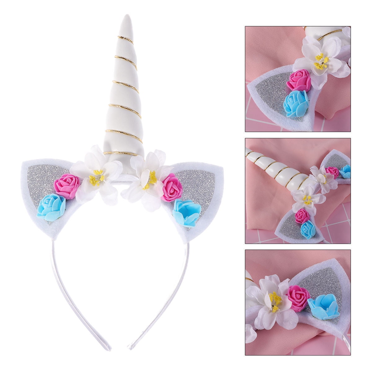 DEMACRIO 1Set Unicorn Horn Headbands Girls Hair Accessories Cartoon Design For Christmas Birthday Party 3.9In