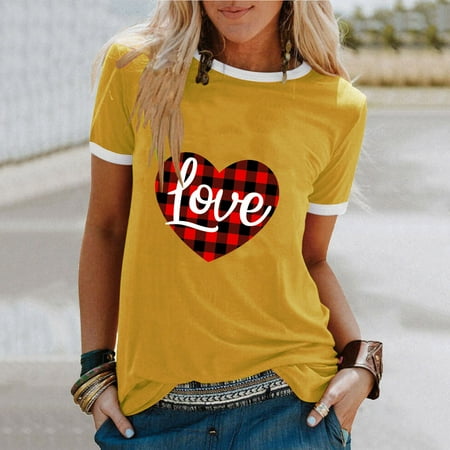 

TZNBGO Women s Loose Fit Tunic Tops for Leggings Women Elegant Casual Printed Crewneck Short Sleeve T-Shirt Top Blouse Pullover Plain Top Yellow Xxxxl Corset Tops For Women Teen Tops Gym134318