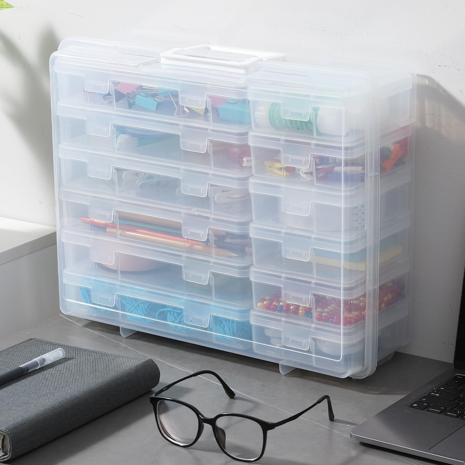 Plastic Storage Boxes & Organizers - Arts & Crafts Storage - Modern Style - 18 Count