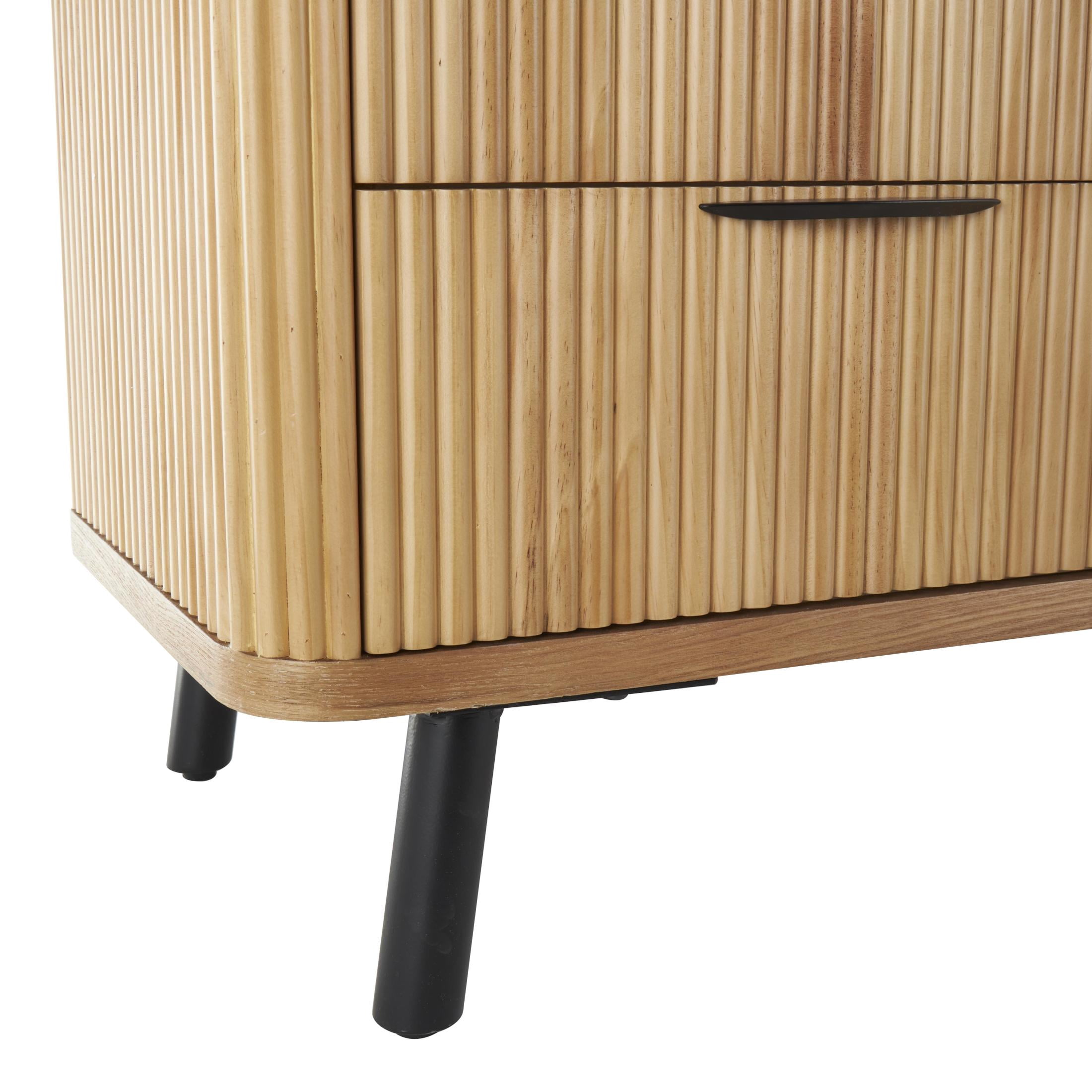 DecMode 38" x 36" Brown Wood Ribbed 9 Drawer Chest, 1-Piece