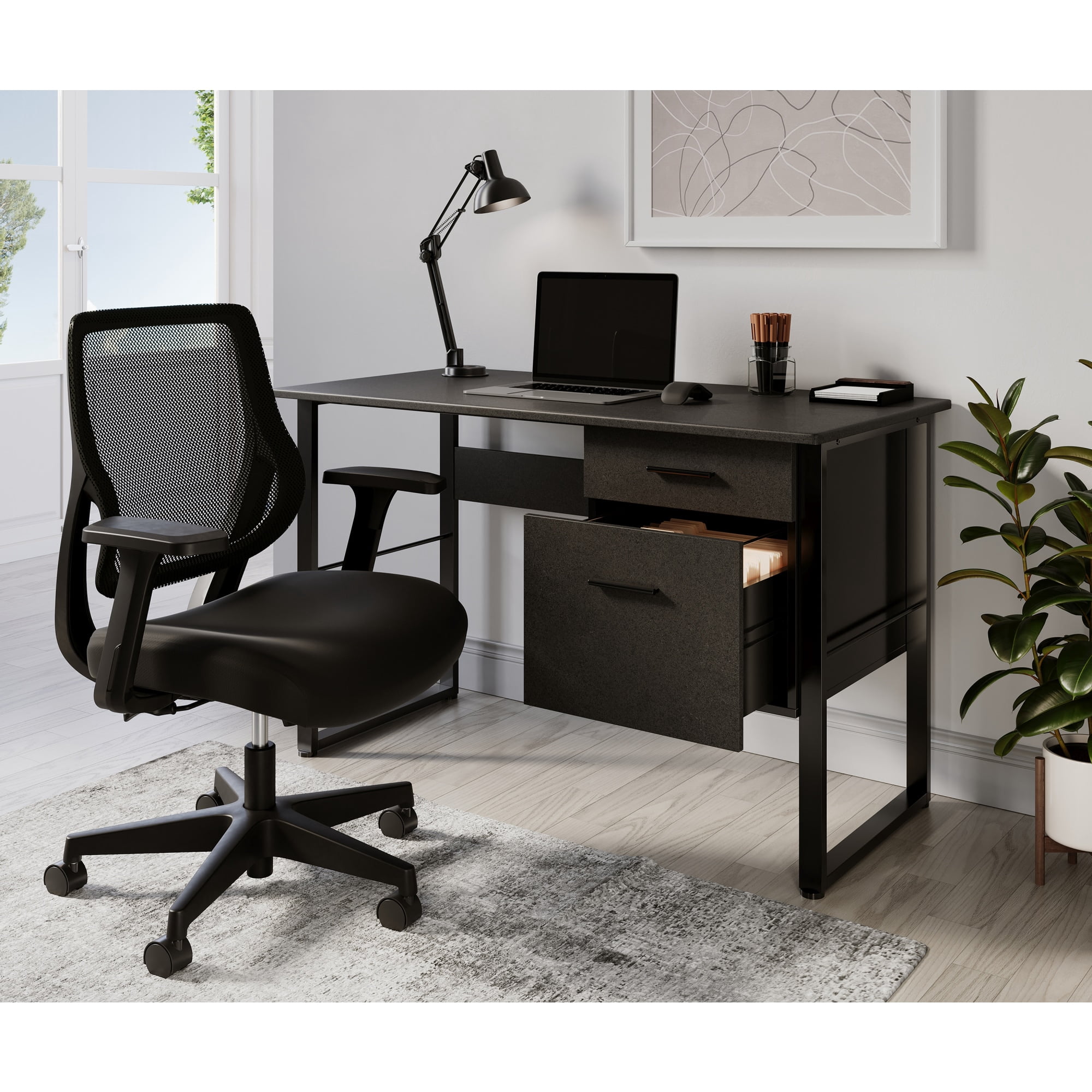Realspace® Sensi Mesh/Fabric Low-Back Task Office Chair, Black, BIFMA Compliant
