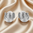 thumbnail image 4 of Yoursfs Irregularity Textured Chunky Clip on Earrings for Women Silver Double Half Hoops Clip Earrings White Gold Plated Fashion Jewelry, 4 of 6