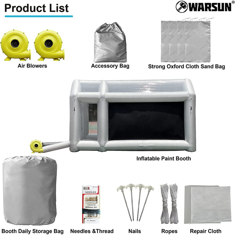 WARSUN Inflatable Paint Booth Ultimate Solution with Oversized Filter Design