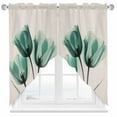 thumbnail image 2 of Spring Retro Swag Curtain Valance for Windows, X-ray Image of Teal Tulips Floral Leaf Beige Window Treatments Short Swag Topper for Kitchen Windows Bathroom Bedroom, 36"x45", 2 of 8