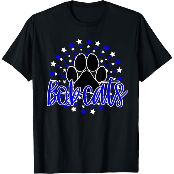 Blue Bobcats School Spirit Coquette Bow T Shirt Size S-5XL