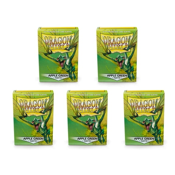 5 Packs Dragon Shield Matte Apple Green Standard Size 100 ct Card Sleeves Value Bundle!