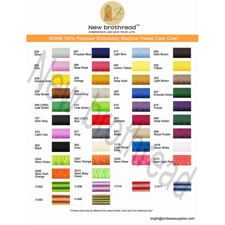 New brothreads - 40 Options- Various Assorted Color Packs of