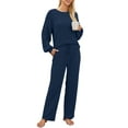 thumbnail image 2 of UVN Pajama Sets for Women Long Sleeve Lounge Set Ribbed Knit Sleepwear 2 Piece Pjs Soft Loungewear with Pockets, 2 of 8