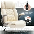 thumbnail image 4 of WOSDOM Big and Tall Office Chair, Beige Leather Office Chair with Flip Up Armrests, Adjustable Lumbar Support, Storage Bags,Home Office Computer Chair for Adults,350LBS, 4 of 8