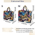 thumbnail image 3 of Butterflies Painting Corduroy Tote Bag Handbag Large Messenger Bag Shoulder Crossbody Zipper Bag Purse, 3 of 8