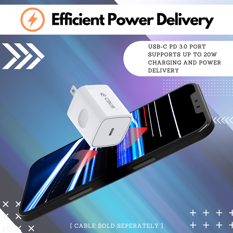 2-Pack 20W USB C Fast Charger Block & Cable - Wall Plug For IPhone 17/16/15 Series, Compact & Safe