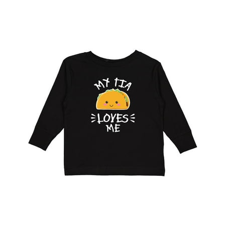 

Inktastic My Tia Loves Me with Taco Illustration Boys or Girls Long Sleeve Toddler T-Shirt